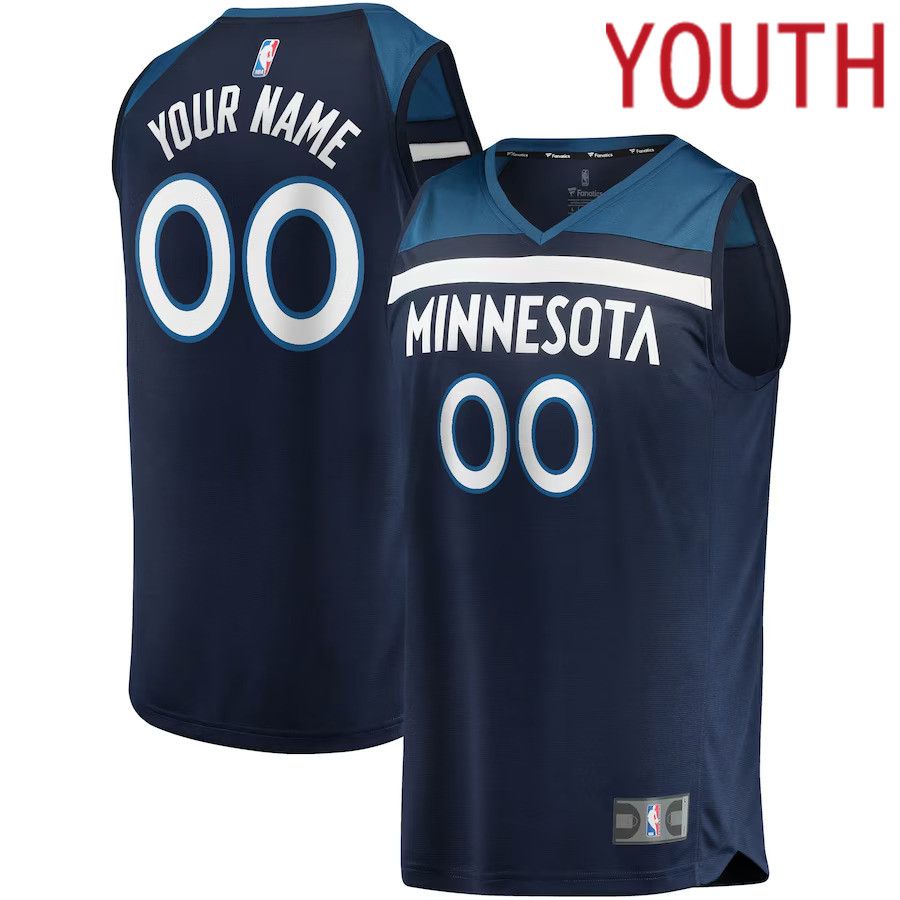 Youth Minnesota Timberwolves Fanatics Branded Navy Fast Break Custom Replica NBA Jersey